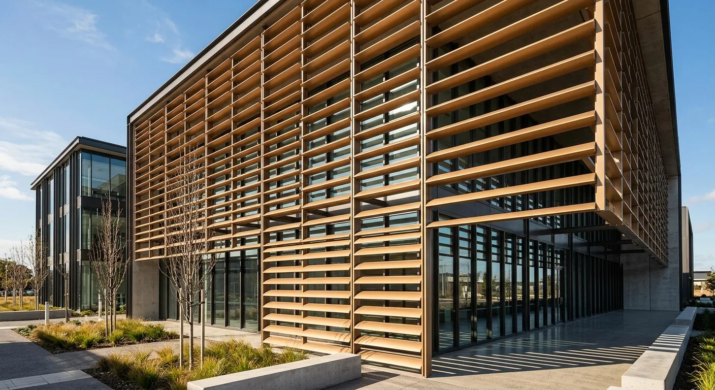 Aluminium louvre facade