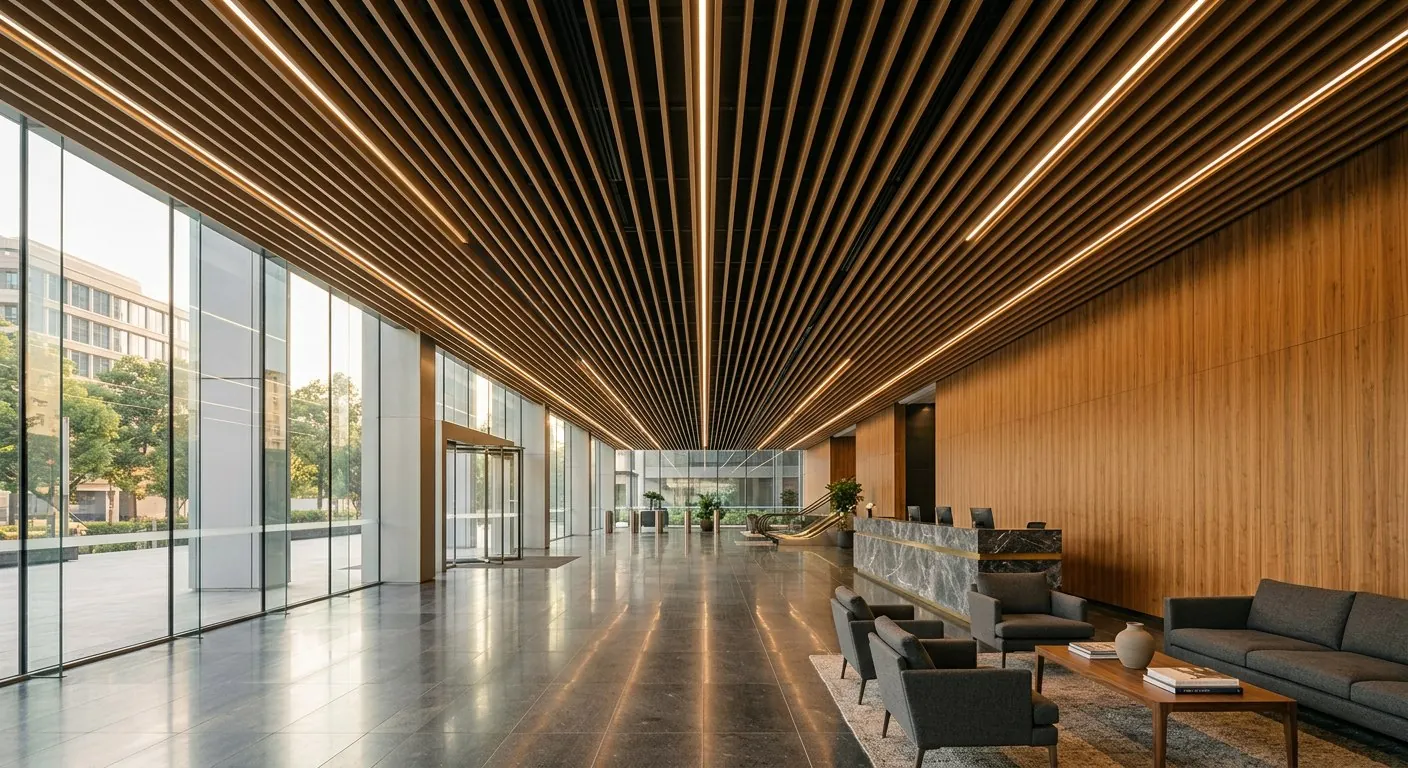 Linear plank ceiling profiles